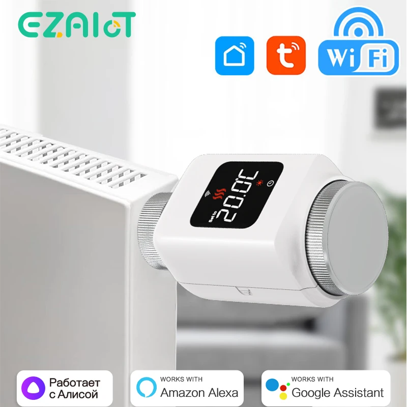 Smart WiFi Thermostatic Head Tuya Radiator Thermostat Valve Actuator Programmable TRV Water Heater Alexa Google Home Alice