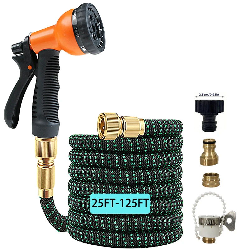 

Expandable Garden Watering Hose 25ft-25ft 8-Function Adjustable High-Pressure Car Wash Gun Magic Irrigation Hose