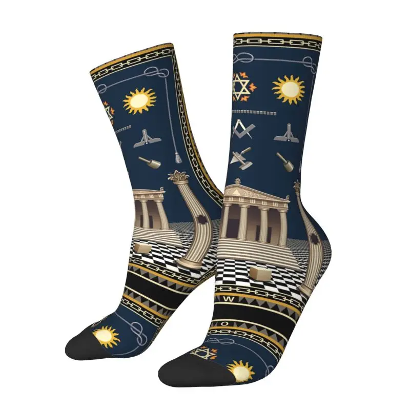 Unisex Freemasonry Crew Socks, placa de trabalho, homens, mulheres, engraçado, símbolos maçônicos, primavera, verão, outono, inverno, vestido