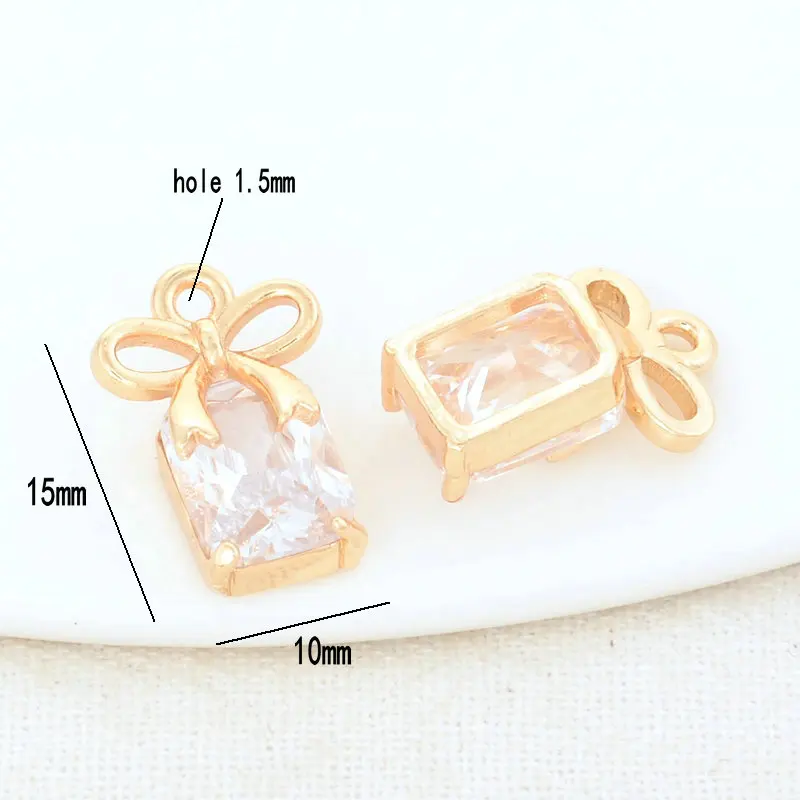 10*15MM 14K Gold Color Brass and Zircon Bowknot Charms Pendants Necklace Earings Jewelry Making Supplies Diy Accessories image 5