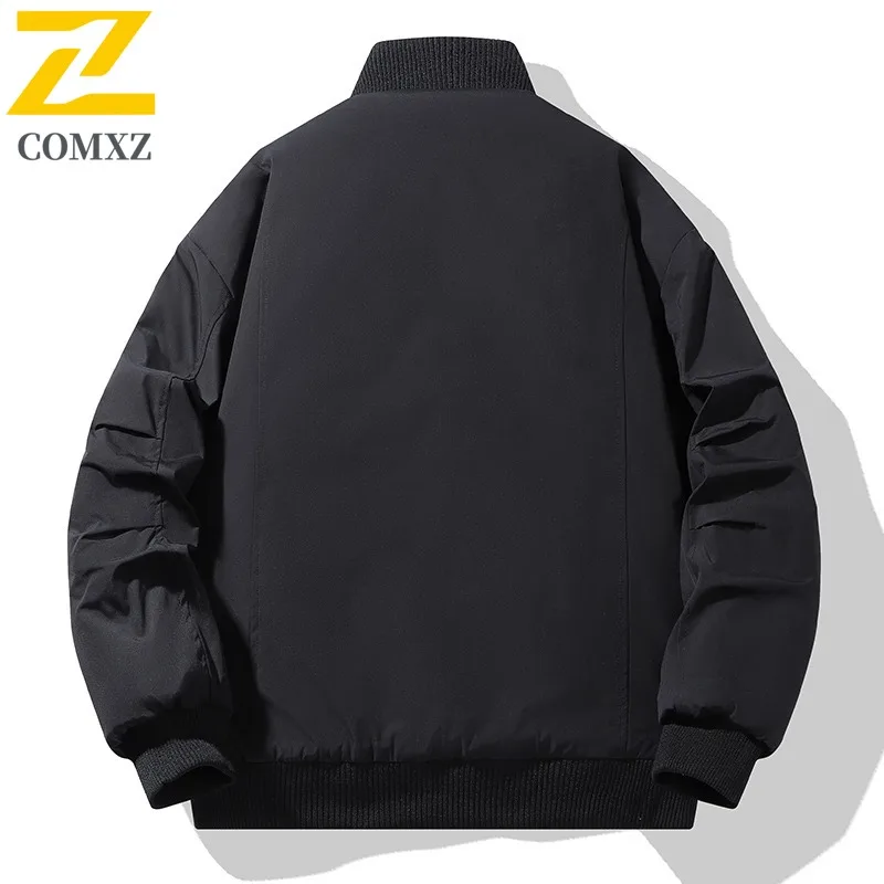 Men Outdoor Sport Puffer Jacket Winter Quilted Cotton-Padded Coat Stand Collar Waterproof Windproof Thermal Outerwear Streetwear