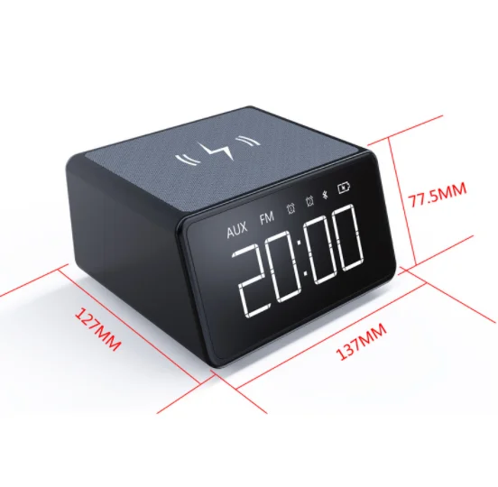 Home Theater Wireless Charging Radio Alarm Clock Wireless Speaker with LED Digital Screen