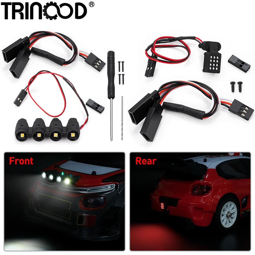 TRINOOD RC LED Lights Kit Front Spotlight Bar Rear Taillight Lamp for 1/14 MJX Hyper Go 14303 Upgrade Parts
