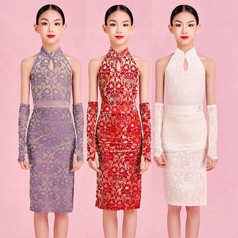 

Платье для выступлений в латиноамериканских танцах для девочек, 3 цвета, детское платье для соревнований по латиноамериканским танцам, детский костюм для танго и бальных танцев SL15469