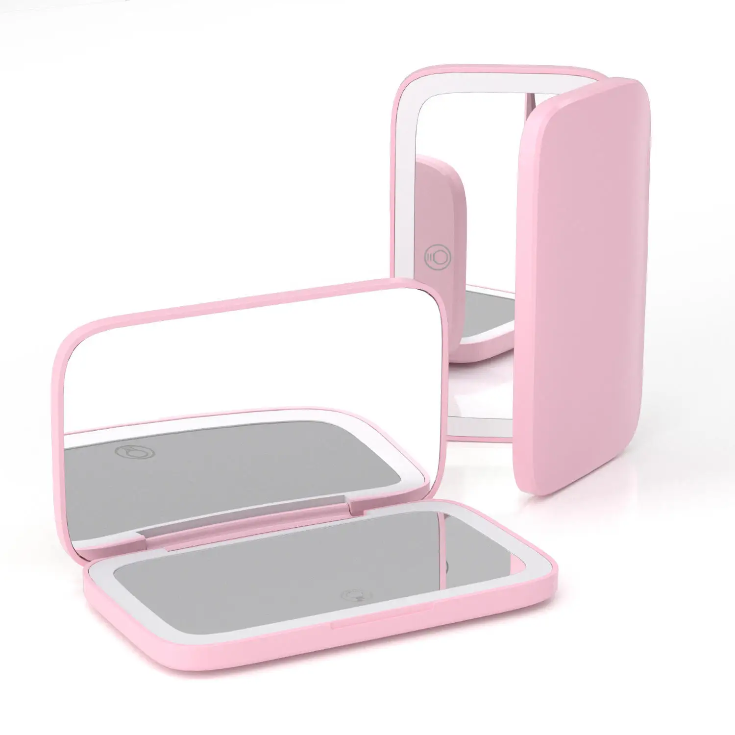 Rectangular 5x Magnifying Mirror 3 Color LED Lights Rechargeable Dimmable Handheld Travel Mirror Dual Personalized Small Lighted