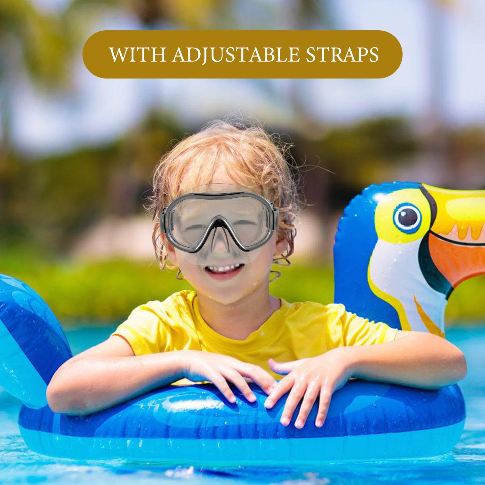 

Swimming Goggles for Kids with Nose Mask PVC Material Grey Color Lightweight Children Goggle Bathing Pool Use Soft for children
