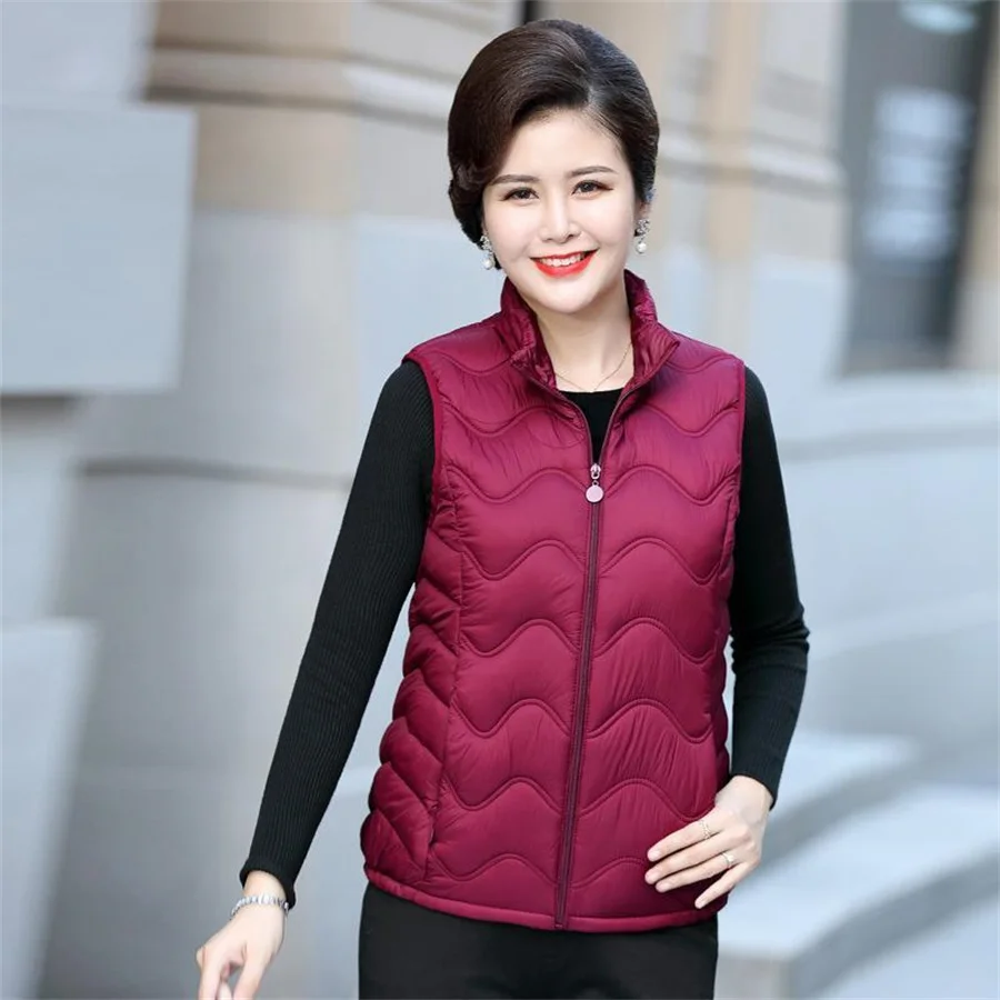 

2023 Stand Collar Zipper Pocket Women's Vest Autumn Winter Cotton Vest Jacket Female Jackets Autumn Spring Women Warm