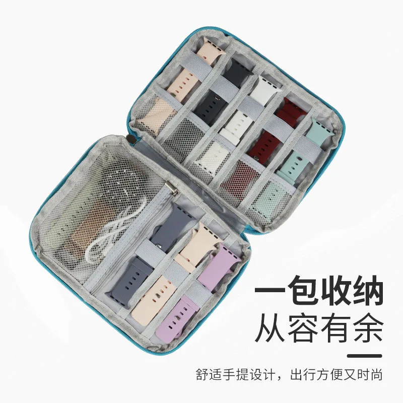 1 pcs Nylon Watchband Box For Apple Watch Strap Case Data Cable Travel Smart Watch Wriststrap Storage Bag Box Watches Organizer