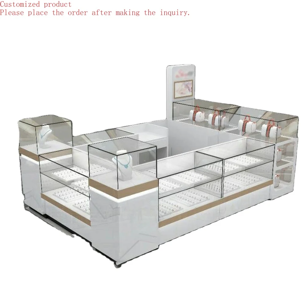 

Custom.Custom Jewellery Glass Showcase Luxury Lighting Shopping Mall Jewelry Kiosk