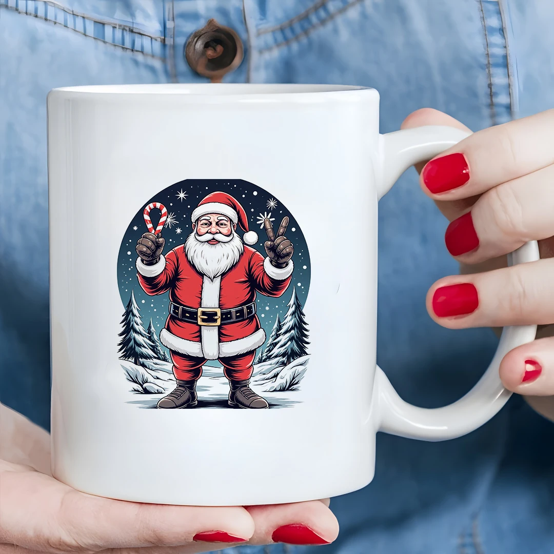 

11oz Santa Claus Snowy Landscape Cup Kids & Family Office Cold & Hot Beverage Cup Essential Christmas Gift