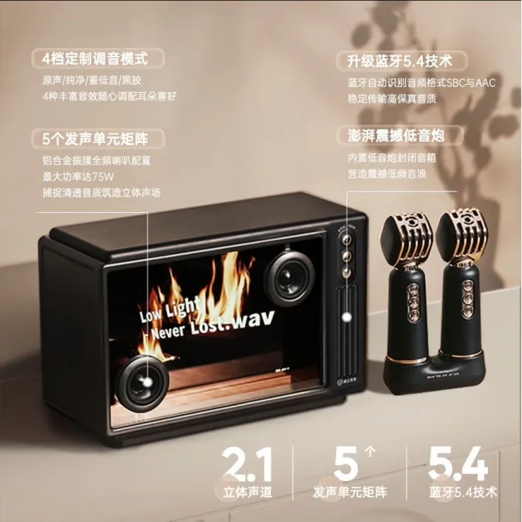 T5 كلمات عائمة صوت لاسلكي بلوتوث سطح المكتب شفاف بصري الإنترنت المشاهير مكبر صوت كاريوكي راديو