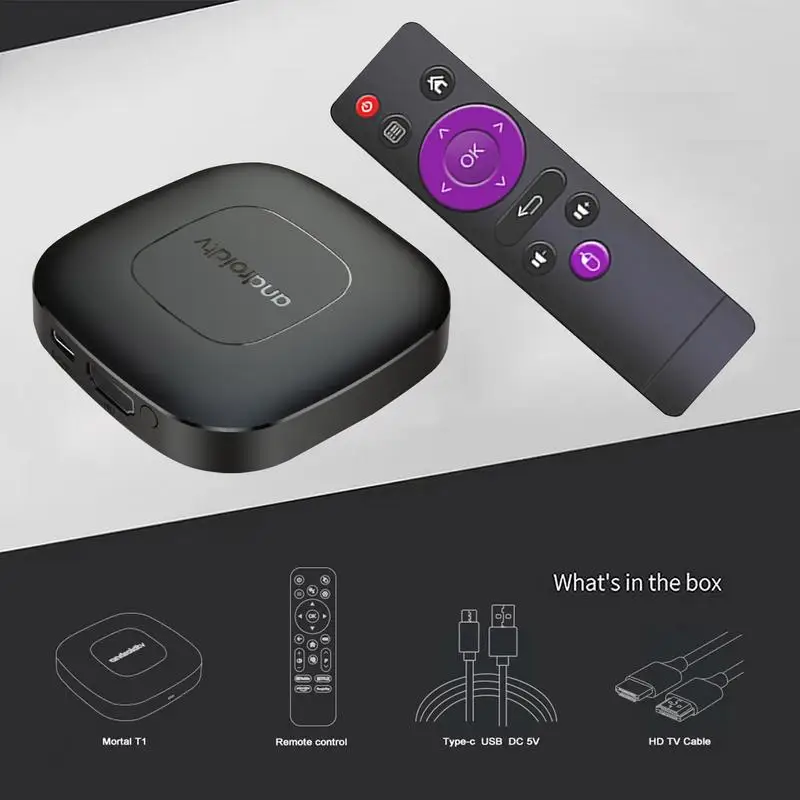 

Глобальная версия Smart Streaming Media Player TV Box AllwinnerH313 Android13 2,4G и 5G Wi-Fi 4K Mortal T1 BT Smart Home TV Boxes