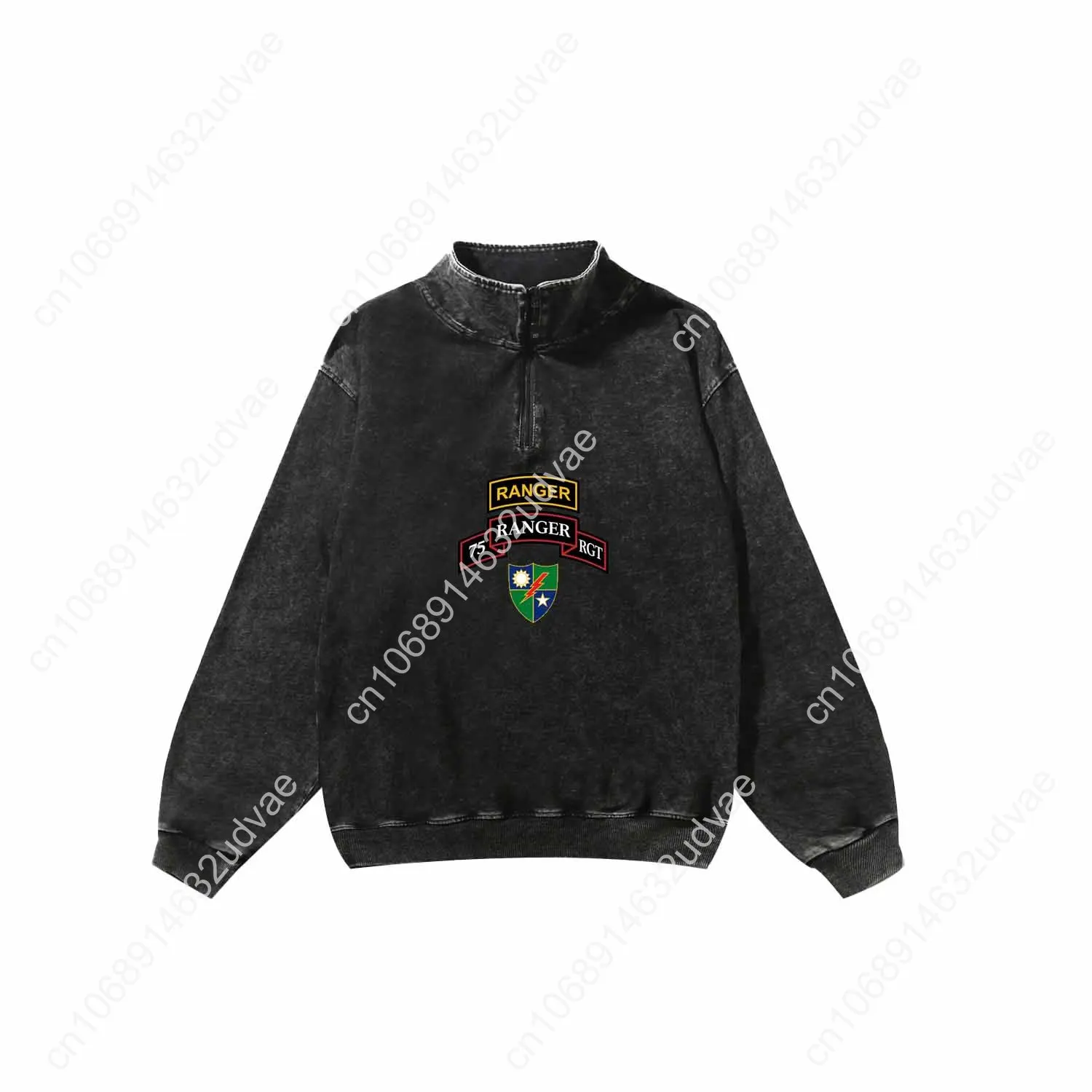 Leger 75e Ranger rgt Retro Sweatshirt Man Vrouw Tiener Vintage Pullover Halve Rits Zweet Op maat gemaakte Tops Mouwen T-shirt