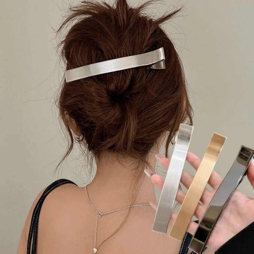 New Fashion Metal Hair Clips Barrettes Long Duckclips Simple Korean Style Clip Horsetail Hair Claws Hair Accessories for Women