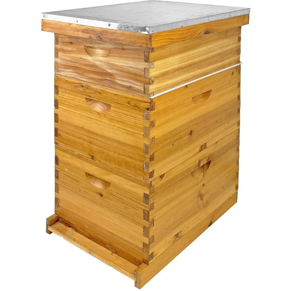 

Пчелиный улей Layer Bee Hive, полный комплект, улей, обработанный 100% пчелиным воском, включает 2 глубоких улья, 1 средний улей-супер для начинающих