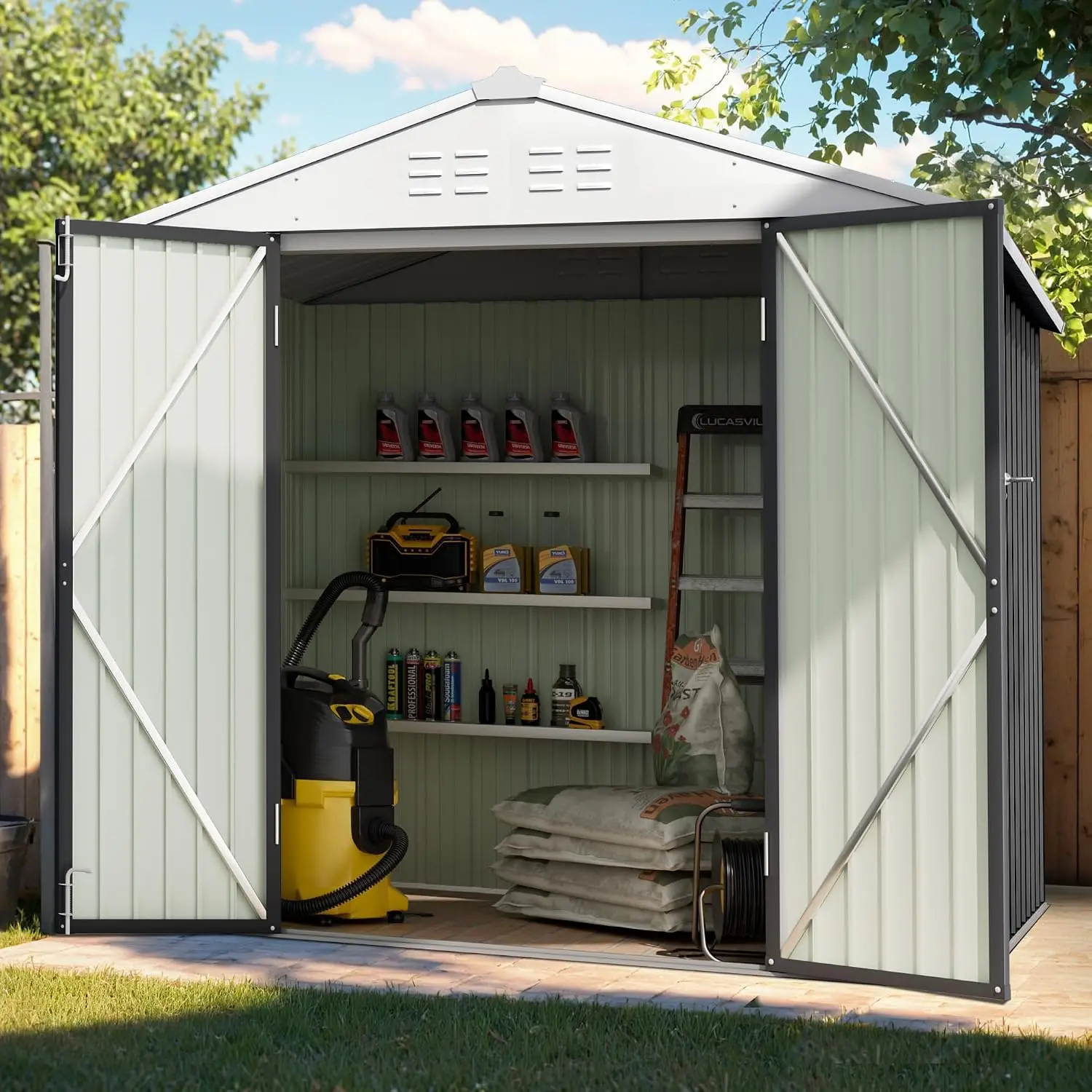 Metal Garden Storage Shed with Lockable Door Waterproof Outdoor Tool Shed for Backyard Patio Lawn 6x4 FT, Customized