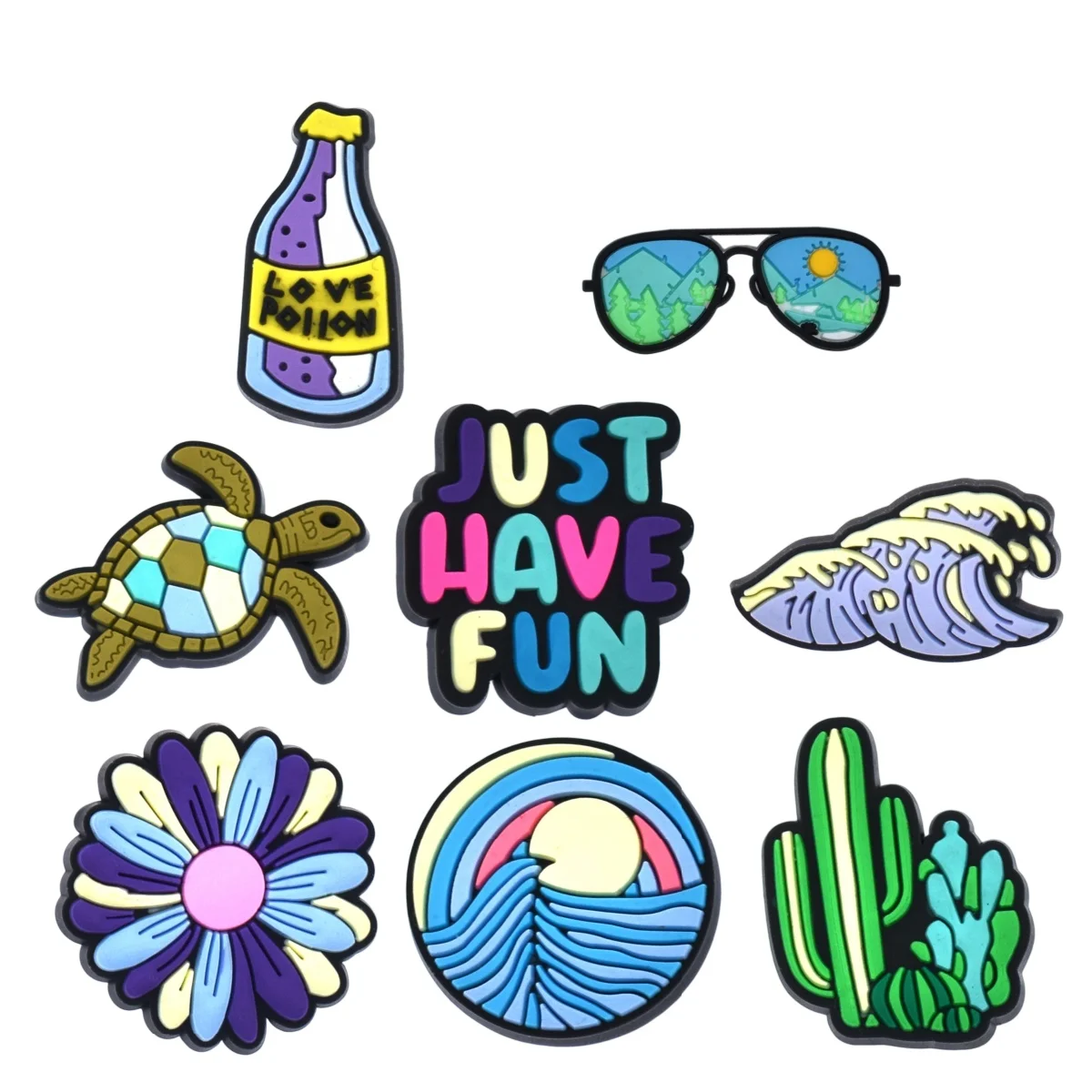 16Pcs Summer Beach Island Life Shoe Charms for Croc, Hawaiian Vacation Shoe Decoration for Bracelet Wristband Sandals