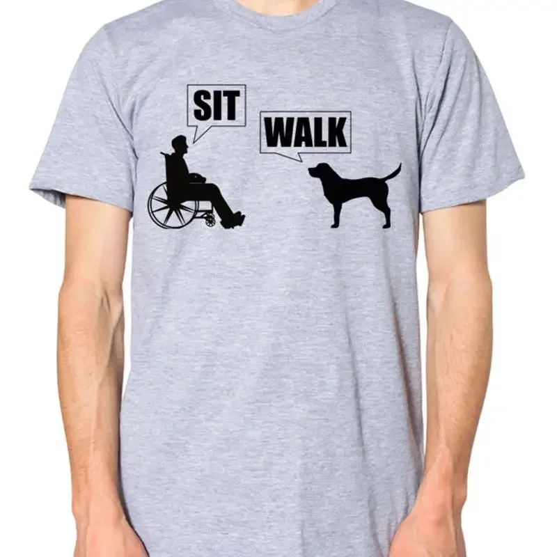 Wheelchair Disability T shirt Disabled Sit Walk Funny Dog Handicap Humour Top