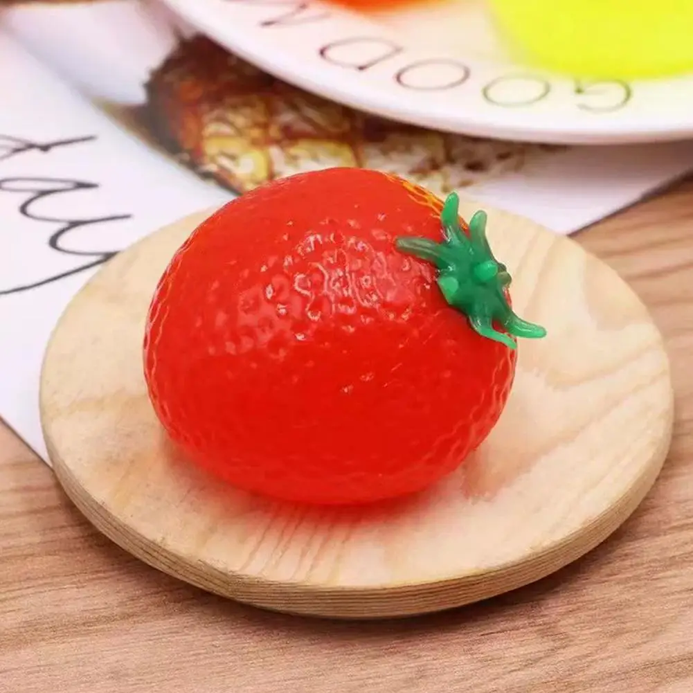 Simulation Fruit Squeeze Water Ball Tomato Sensory Stress Relief Toy Funny Tomato Squishy Stress Ball for ADHD Autism Adults Kid