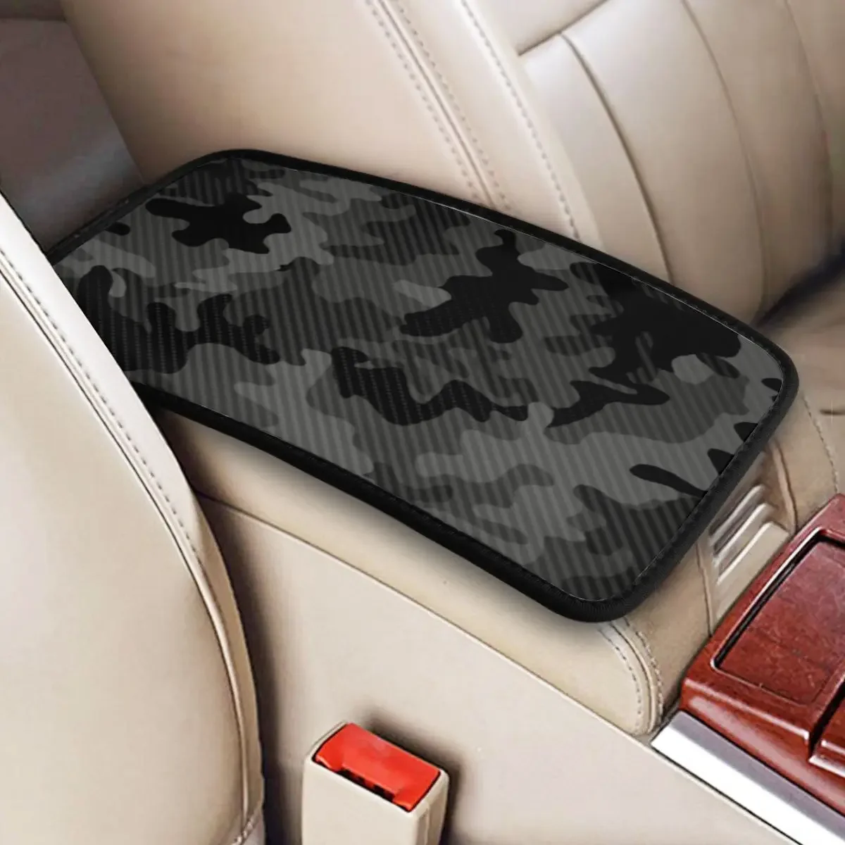 Carbon Camo Car Armrest Box Pad Non-Slip Army Military Camouflage Car Interior Accessories Cushion Pad Universal Fit