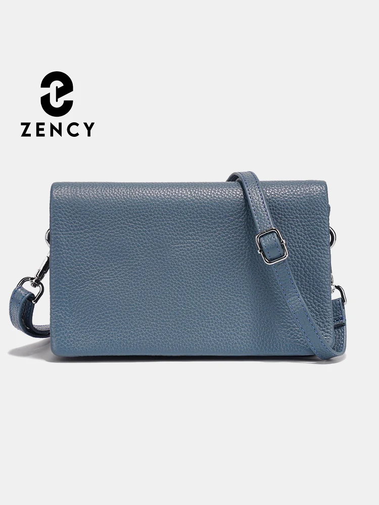 

Zency 2025 New Soft Leather Flap Bag Multiple Pockets Women's Bag Genuine Leather Shoulder Crossbody Versatile Phone Bag Purse
