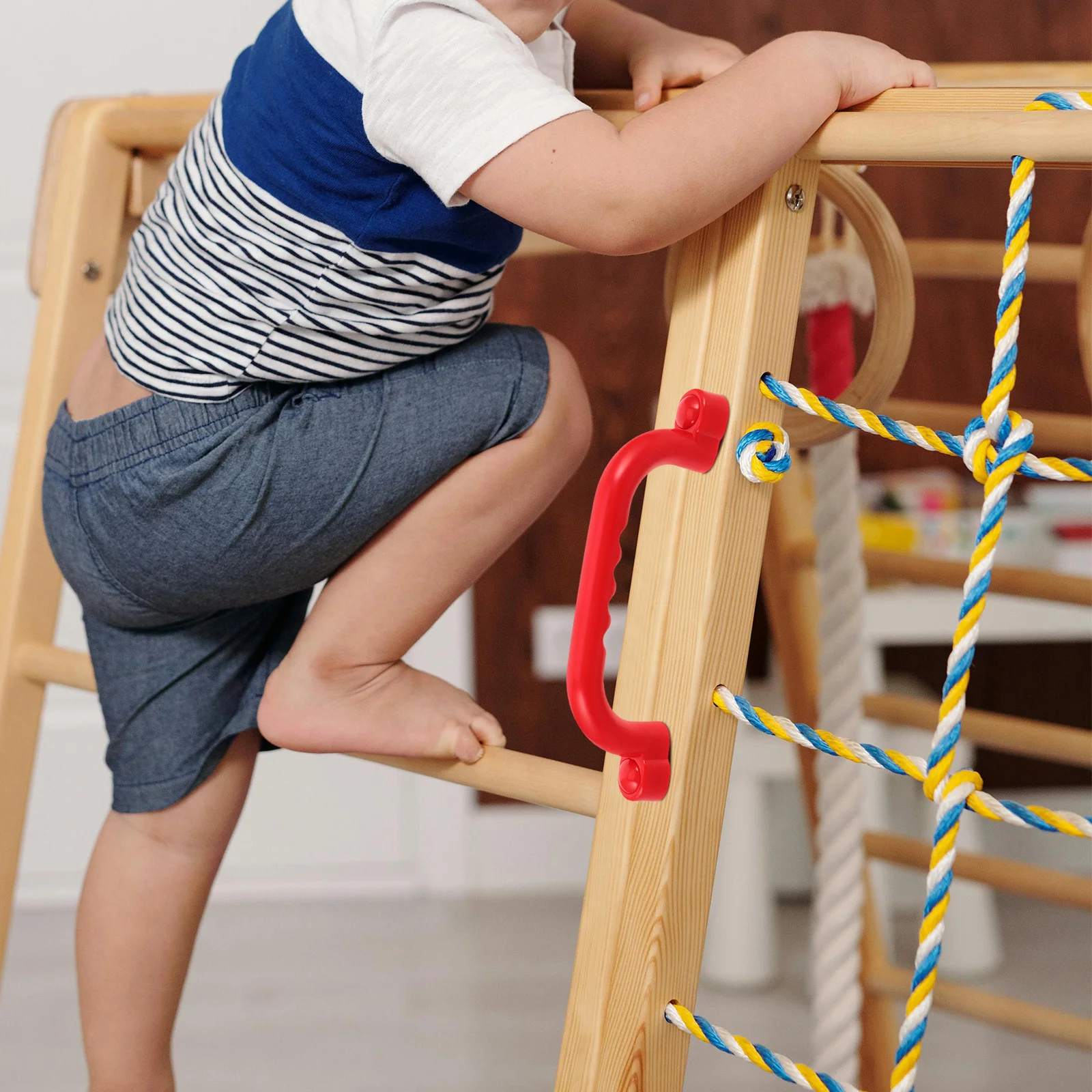 

1 Pair Children'S Safety Handle Green Outdoor Playground Equipment Nonslip Grab Bars For Kids Climbing Swing Treehouse