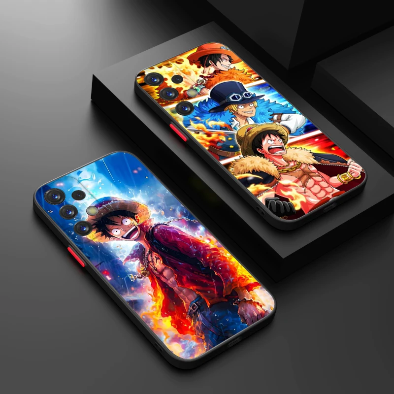 One Pieces Cool Luffys Phone Case For Samsung S24 S23 S22 S21 S20 FE S10 S9 Plus Ultra Pro 5G Frosted Translucent Matter Cover