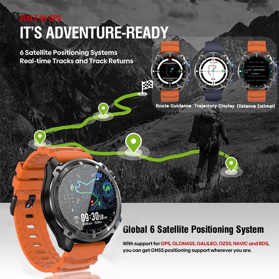 DT Watch Ultra GPS Smart Watch 10ATM Waterproof 4G memory Built-in Dual-band GNSS Map Compass Military Sport Smart Watch Men New - Image 2