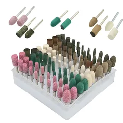 20/100 Pcs Assorted Shape Polishing Bits Buffing Wheel for Rotary Drill (Corundum Sand/Sesame/Cowhide/Rubber/Wool)