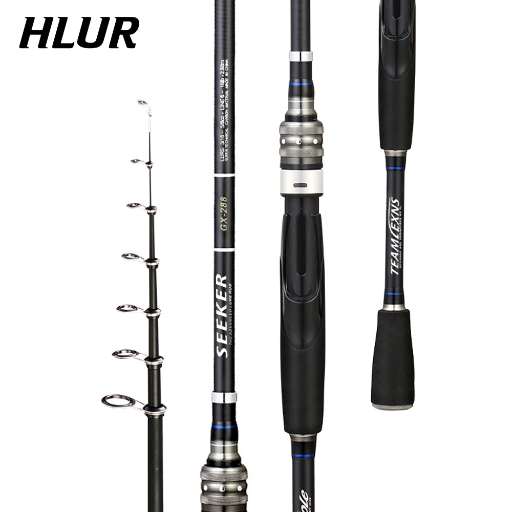 HLUR Portable Telescopic Fishing Rods 1.98-2.88M Carbon Fiber Ultralight Spinning Casting Fishing Rod Lure Fishing Tackle