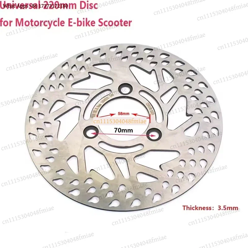 k3 Universal 220mm Stainless Steel Brake Disc Rotor 3-Hole 70mm Spacing Front Rear Disc Brake Replacement Parts ATV Accessories