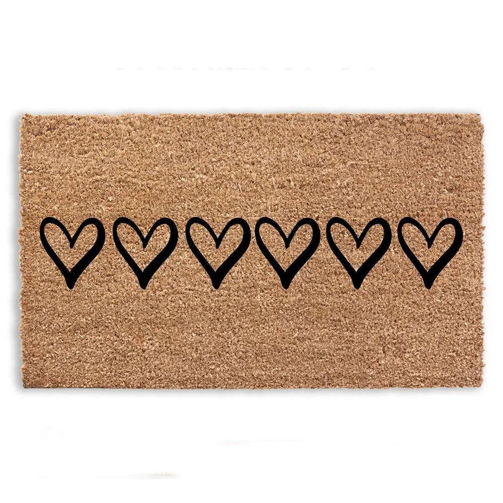 Heart-shaped Personalized Doormat Holiday Decor Coir-like Welcome Mat Festive Gift Custom Pattern Rug Photo Customizable Pad
