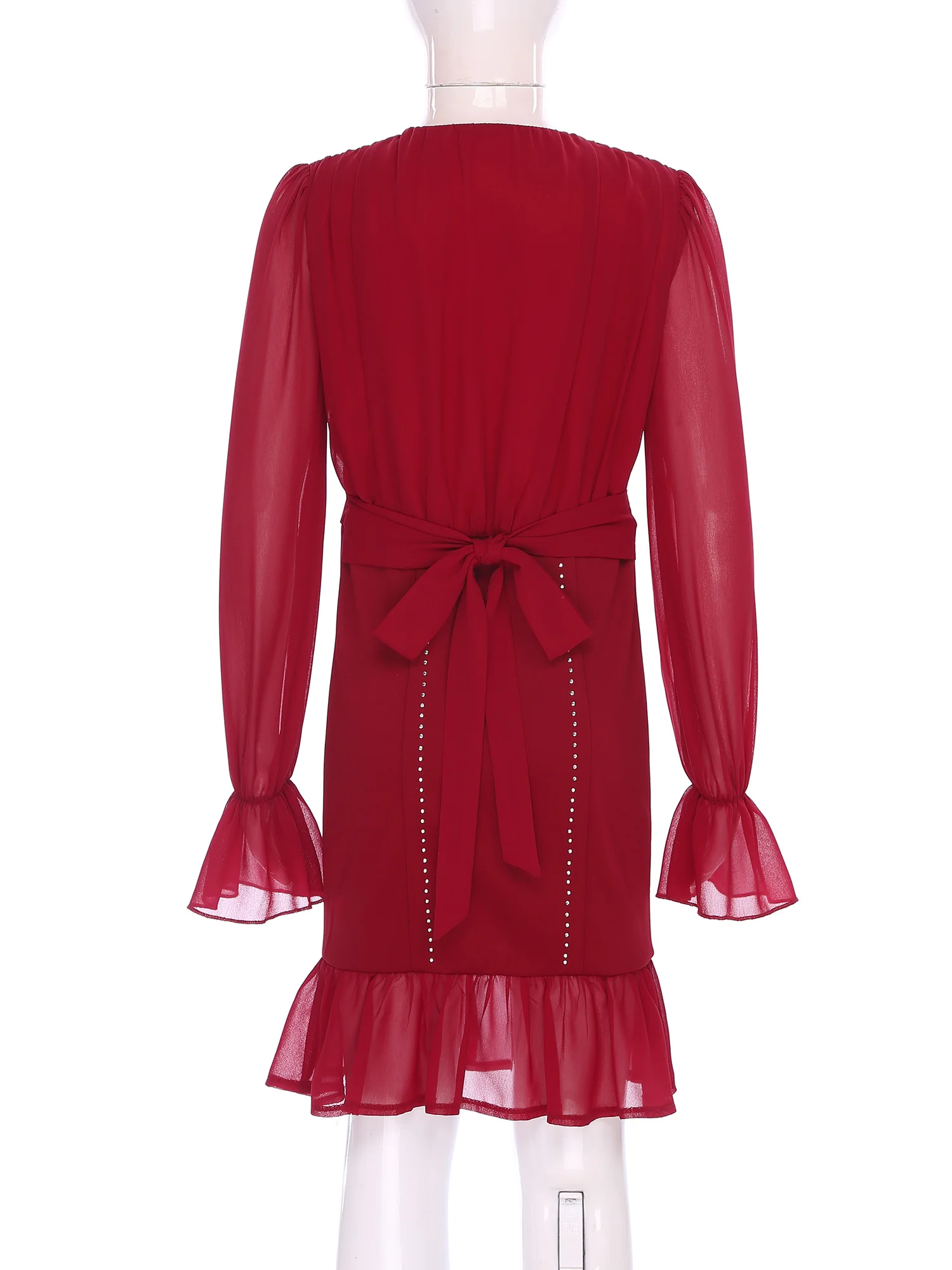 Elegant Long Sleeve Girls' Christmas Dresses with Belt Children Bowknot Festive Costume Party Dress Holiday Xmas Prom Gown