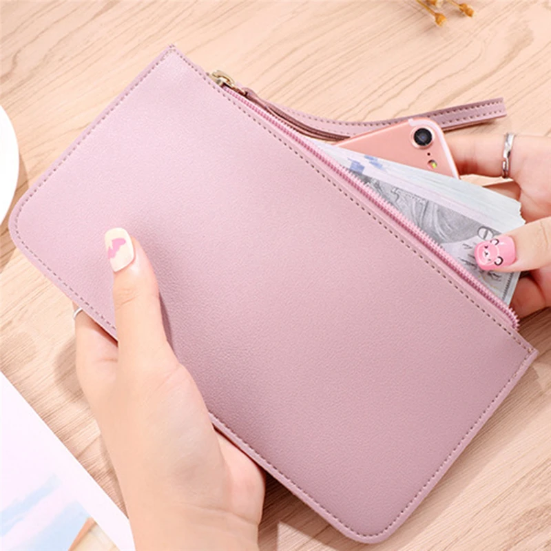 Wallet Women Mobile Phone Bag Brand Designer Female Card PU Leather Long Womens Wallets And Purses Ladies Slim Card holder Purse