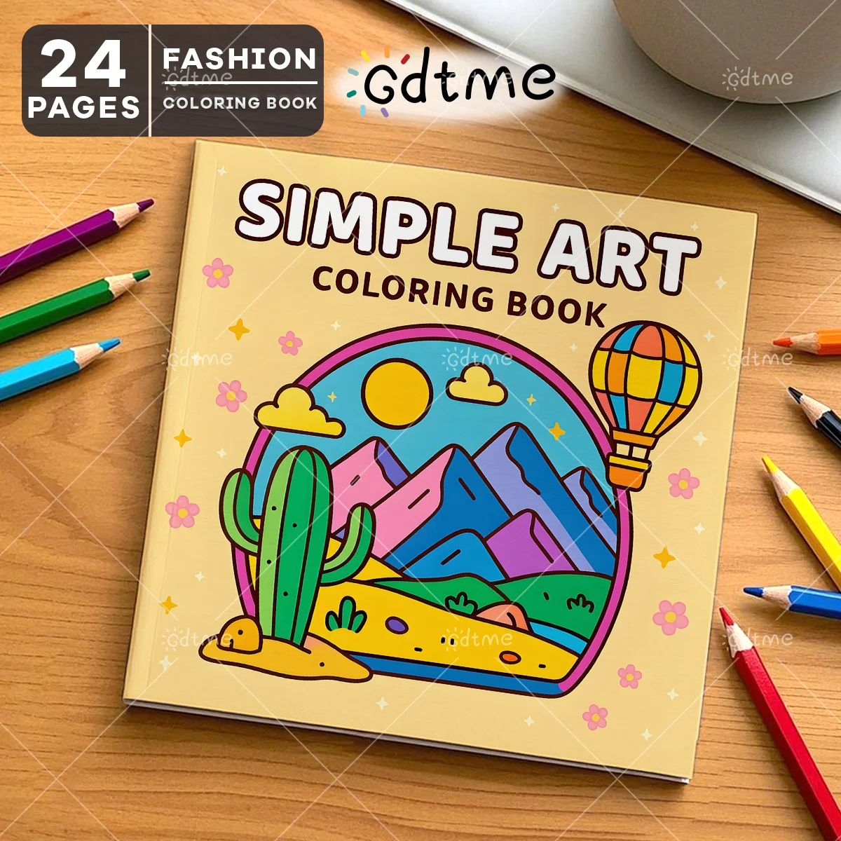 SIMPLE ART : Coloring Book for Adults Featuring Pearlescent cover Cute Cozy Daily Activities for Relaxation DIY Painting Drawing