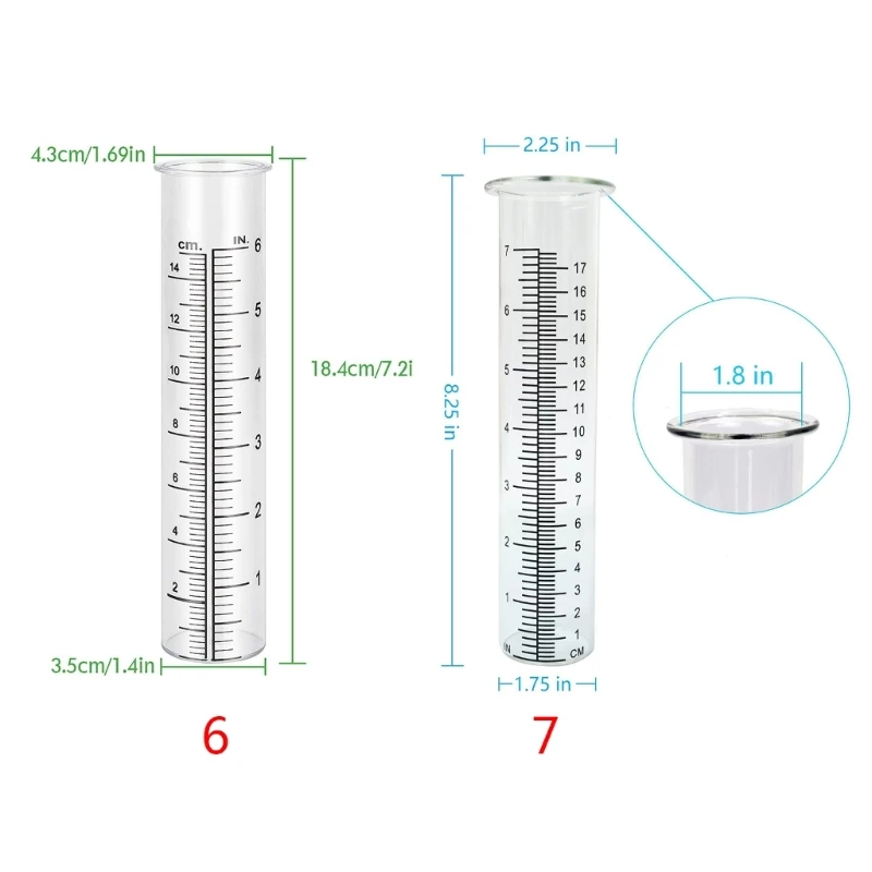Imagem -06 - Vidro Rain Gauge Substituição Tubo com Lip Crack-proof Rain Meter Fácil de Ler Quintal ao ar Livre Jardim Capacidade