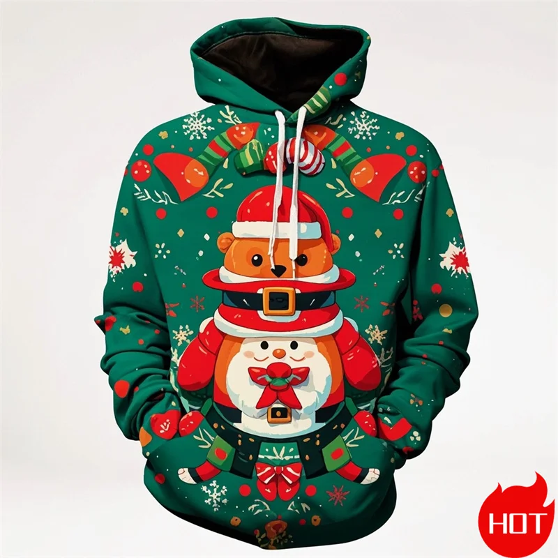 

Winter Fashion 3D Happy Christmas Printed Hoodies For Men Santa Claus Graphic Hooded Hoody Vintage Sweatshirts Mens Clothing Top