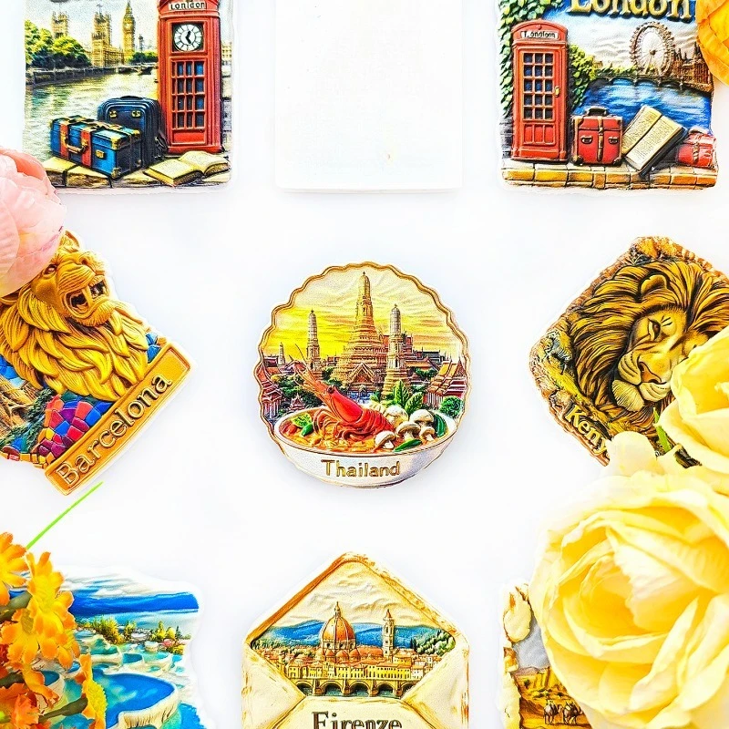 Thai Tom Yum & Grand Palace Fridge Magnet - 3D Bangkok Souvenir Spicy Soup & Architecture Decor Unique Asia Gift