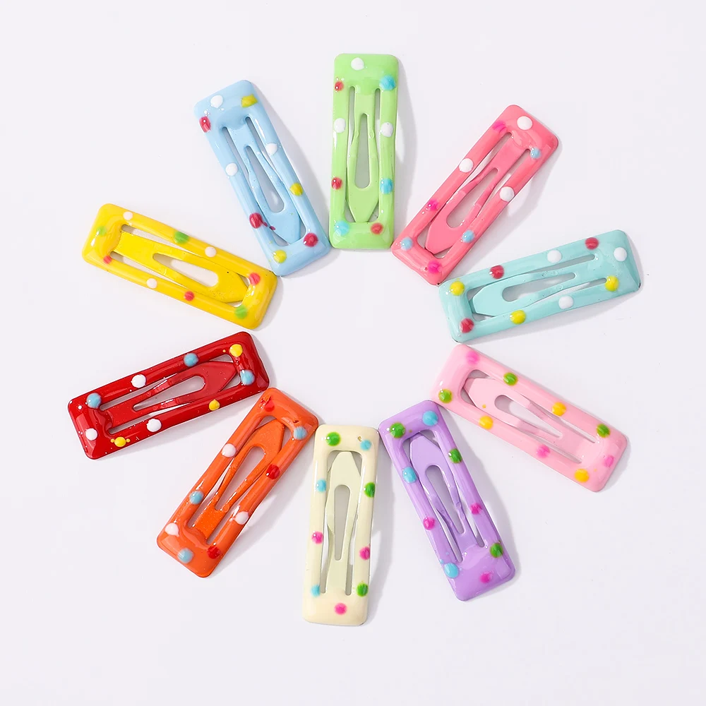 6/10PCS Lovely Cartoon Heart Type Metal Candy Color Girls Hairpins Hair Clip Kids Headwear Children Accessories Baby BB Clips