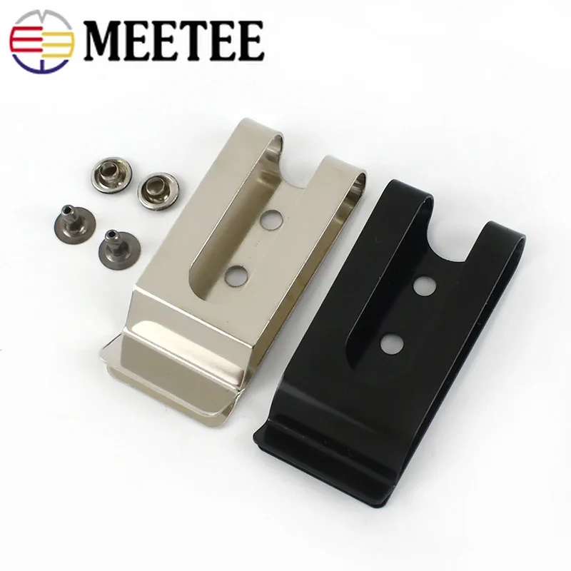 5/10/20Pcs Meetee 56x25mm Double Holes Metal Spring Belt Holster Sheath Clip Clasp Buckles Accessories with 8mm Cap Studs Screws