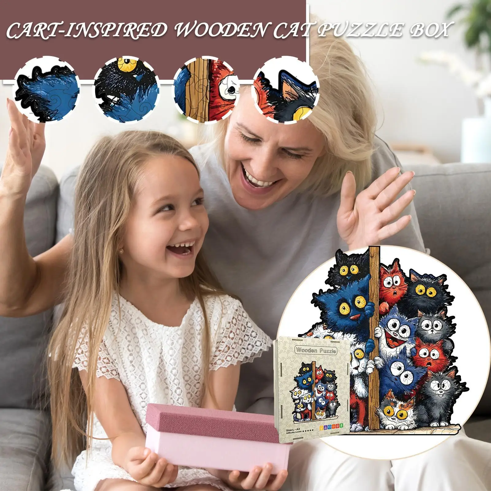 

Креативная головоломка, деревянная головоломка с котом, 3D нерегулярная реалистичная игрушка для взрослых и детей, игра для снятия стресса и идеальный подарок на праздники