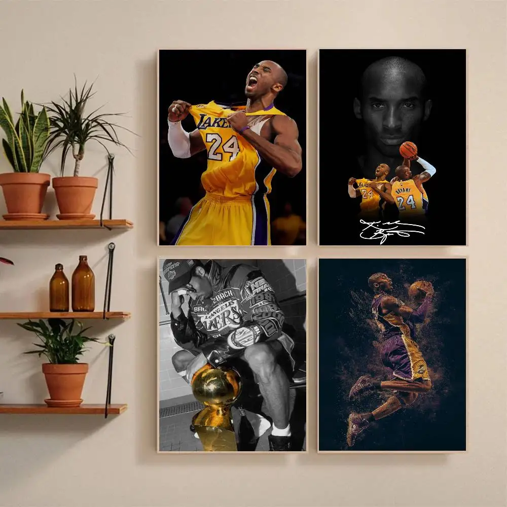 K-Kobe B-Bryant Poster Self-adhesive Art Waterproof Paper Sticker Coffee House Bar Room Wall Decor view 2