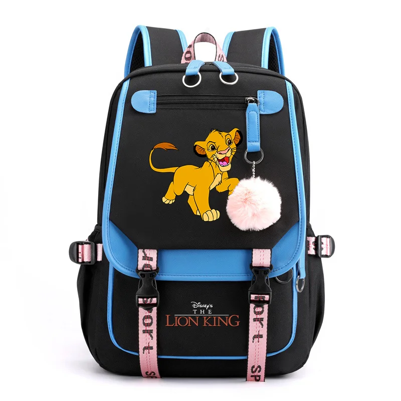 Disney The Lion King Simba School Bag for Boys Girls USB Charging Laptop Backpacks Women Men Rucksack Travel Bag Mochila