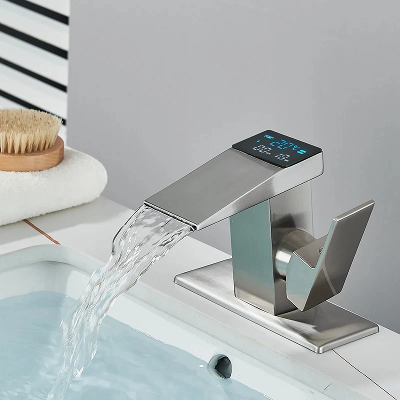 Luz de lujo hidroeléctrica pantalla Digital temperatura baño lavabo grifo de baño grifos de baño