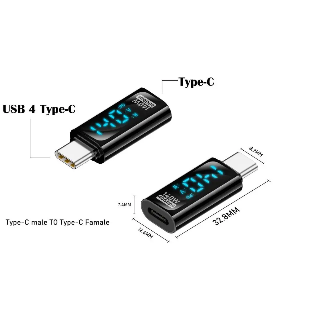 PD 140W USB-C Adapter 8K 60HZ Digital LED Display for iOS Converter Smart Chip Aluminium Alloy Power Meter Tester Mobile Phone