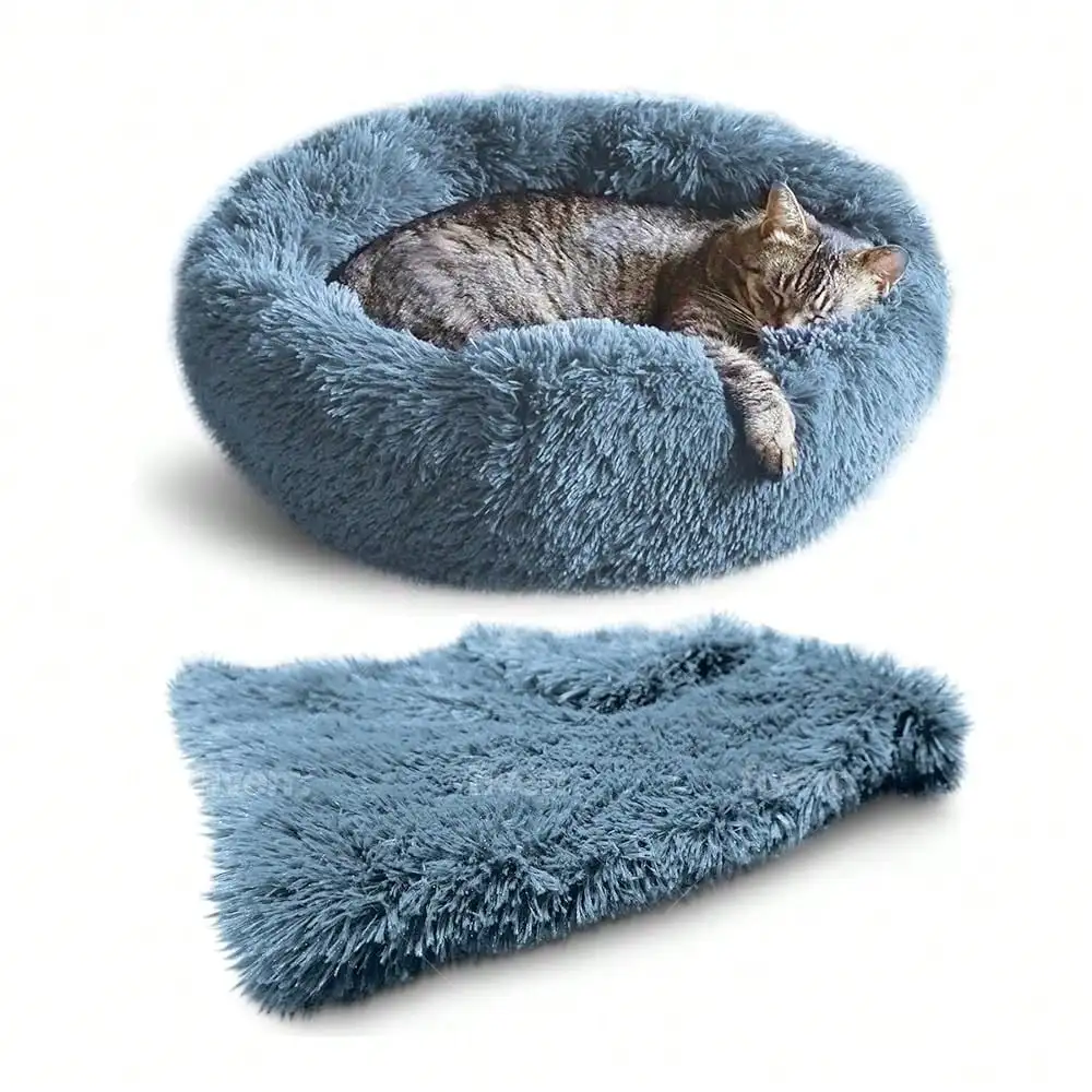 

Cat Beds For Indoor Cats, Orthopedic Soft Fluffy Round Calming Pet Bed For Small To Large Kitty Kittens & Dogs, Sma