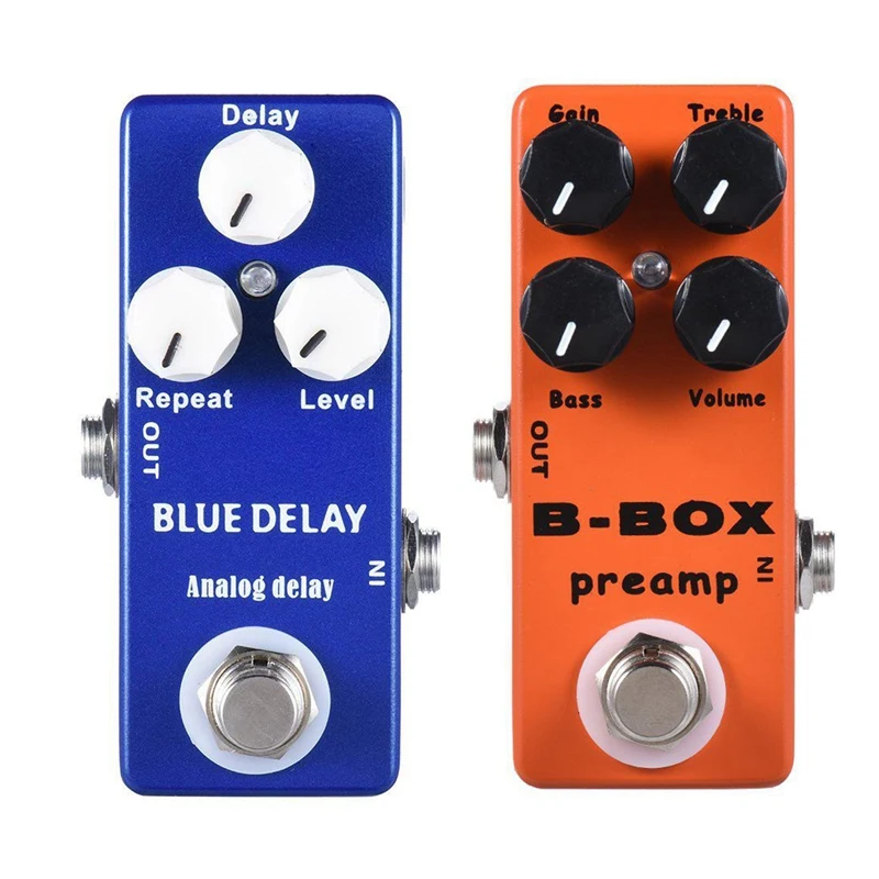 Mosky Deep Blue Delay Mini Guitar Effect Pedal True Bypass & MOSKY B-Box Electric Guitar Preamp Overdrive Effect Pedal