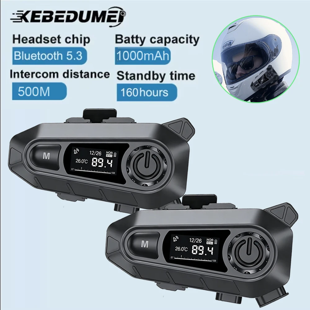 

1/2Pcs Motorcycle Helmet Bluetooth Intercom Headset With FM Radio Wireless Handfree Call Waterproof Moto Headphone For Rider