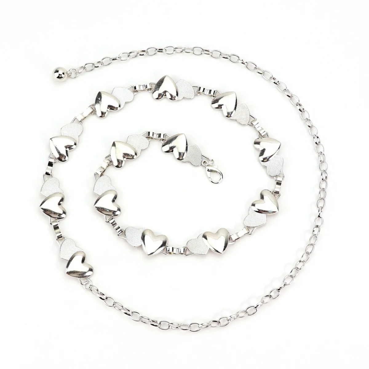 Women's Waist Chain Belt Luxury Silver Waist Chain Belts with Heart Design for Dress Fringes Decoration Waistbands Body Jewelry