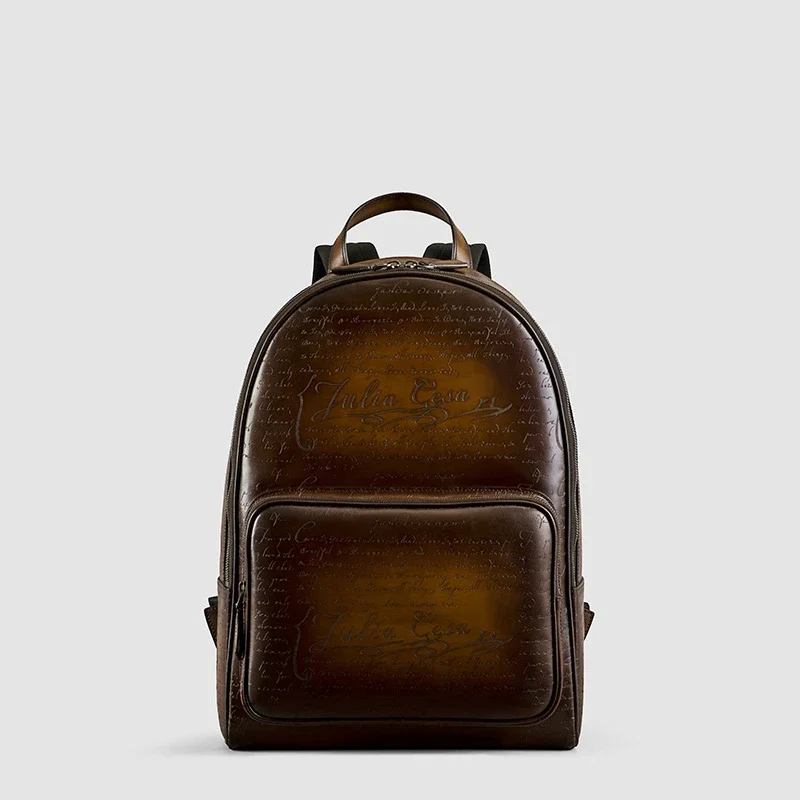 Luxury Brand Men\'s Backpack Classic Italian Leather Backpack Multi-function Large Capacity Vintage Laptop Travel Bag